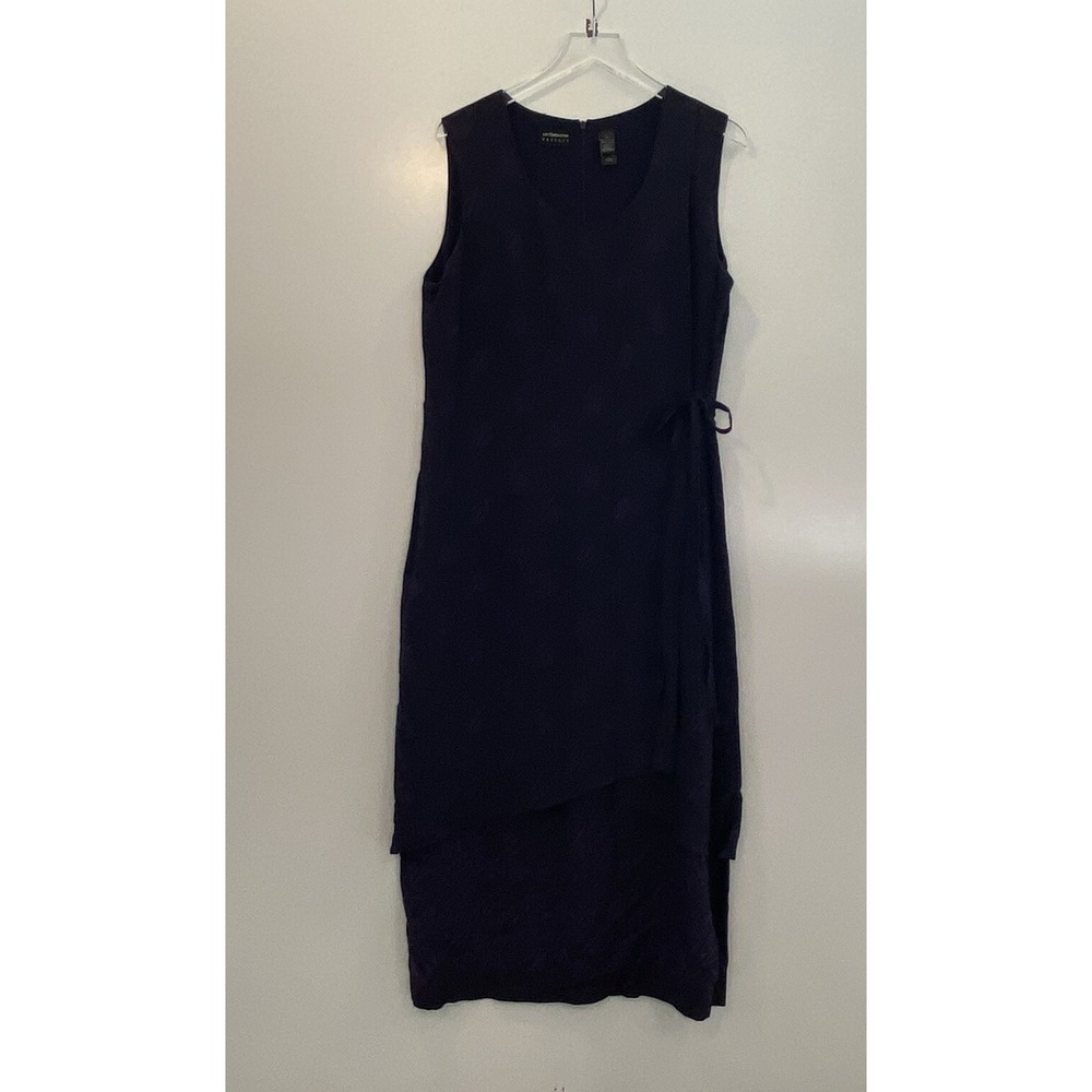 Liz Claiborne Womens 16 Purple Linen Blend Sleeveless Faux‎ Wrap Midi Dress 0142